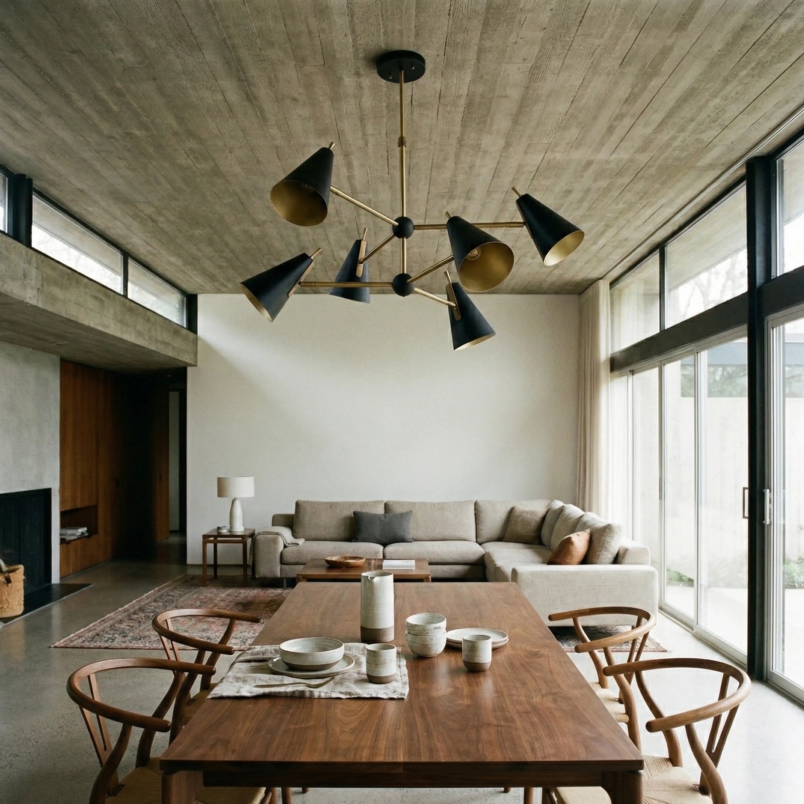 Reece 6 Light Pendant Light | Brass & Black