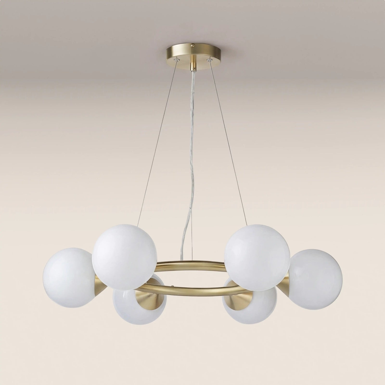 Margot 6 Light Pendant Light | Opal Glass & Brass