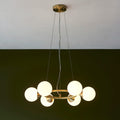 Margot 6 Light Pendant Light | Opal & Brass