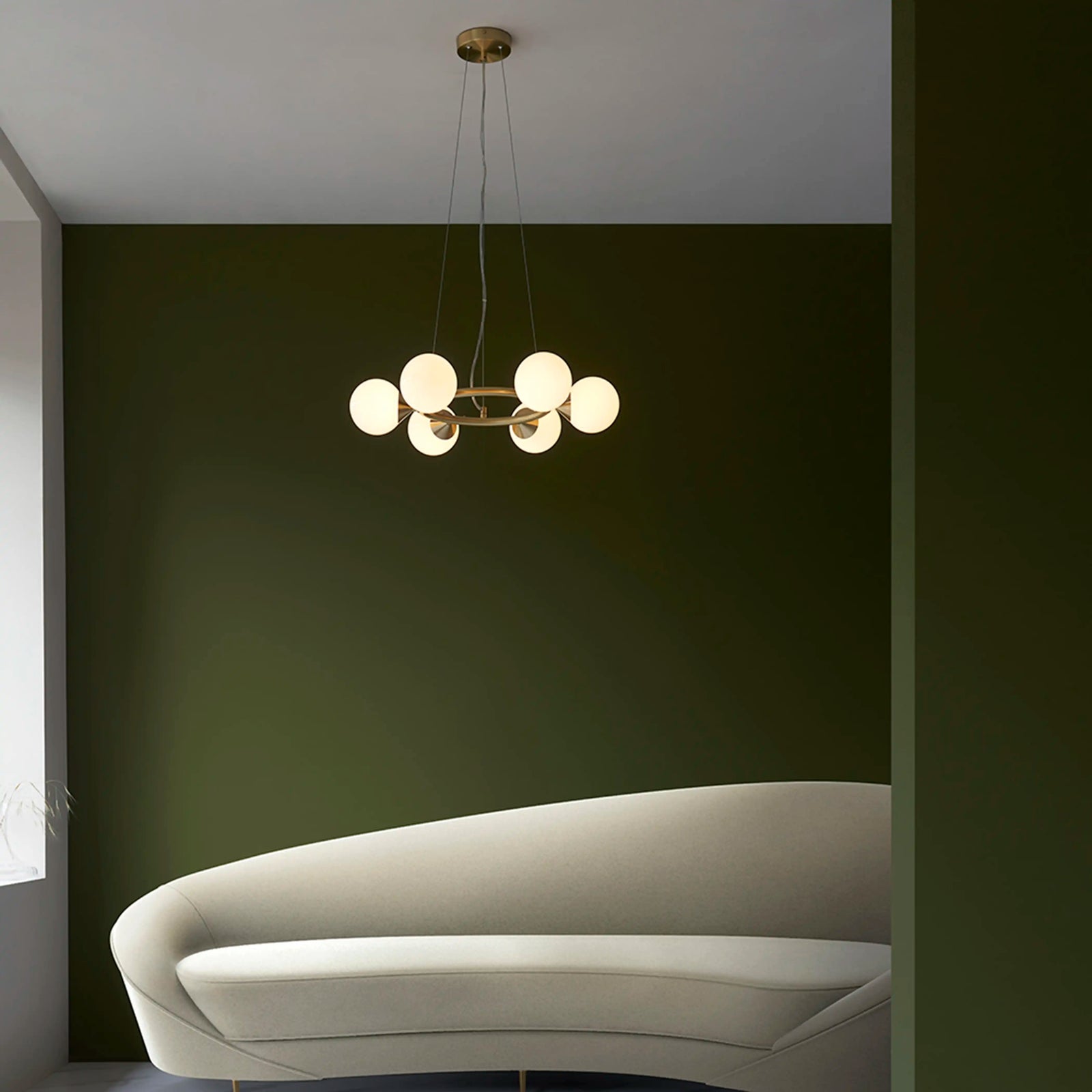 Margot 6 Light Pendant Light | Opal & Brass
