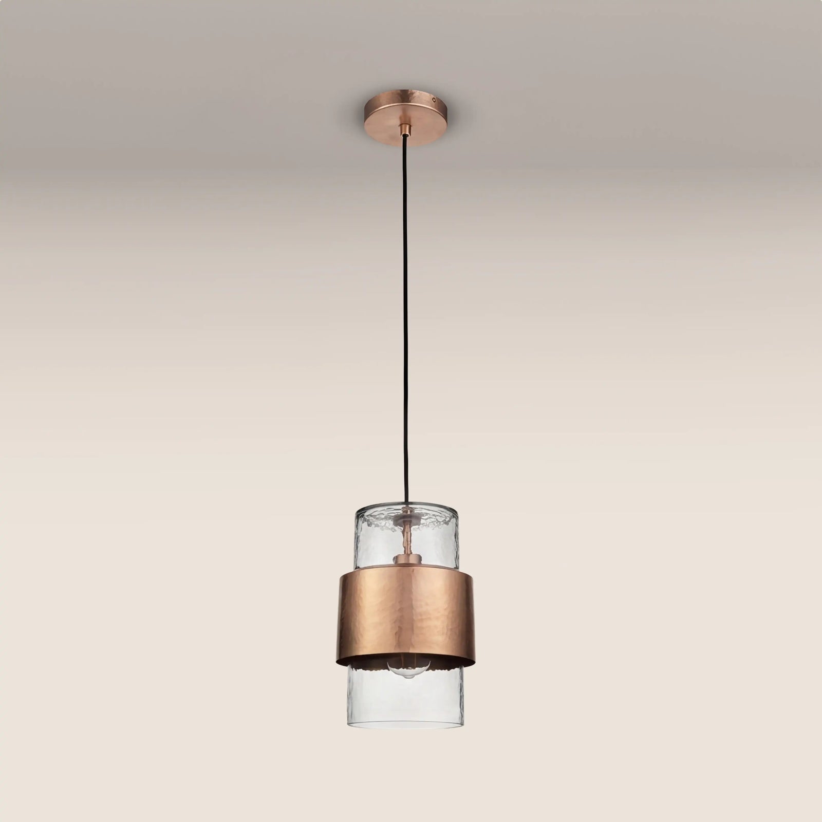 Marley Pendant Light | Rippled Glass & Copper