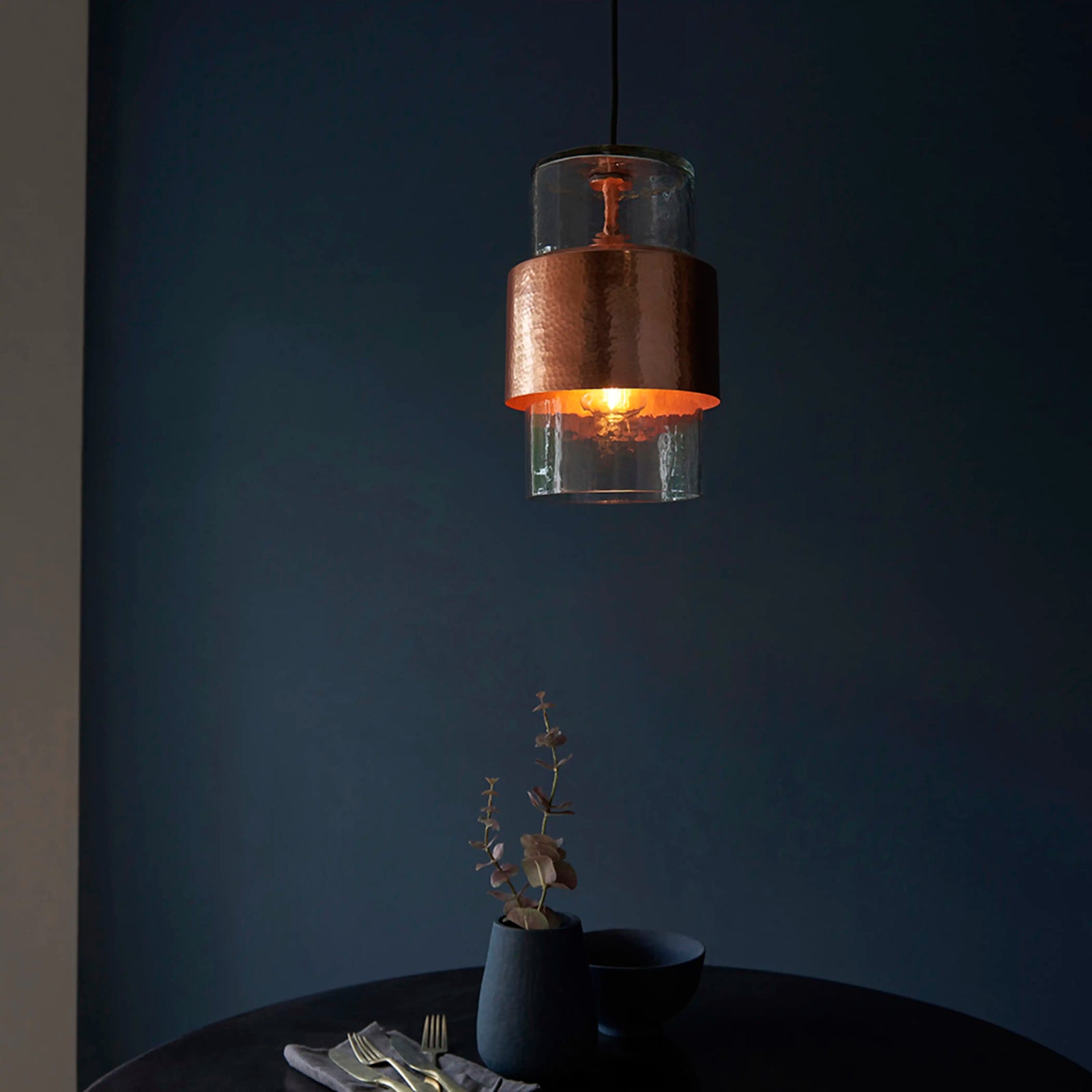 Marley Pendant Light | Rippled Glass & Copper