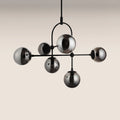 Niamh 6 Light Pendant Light | Smokey Grey Glass & Black