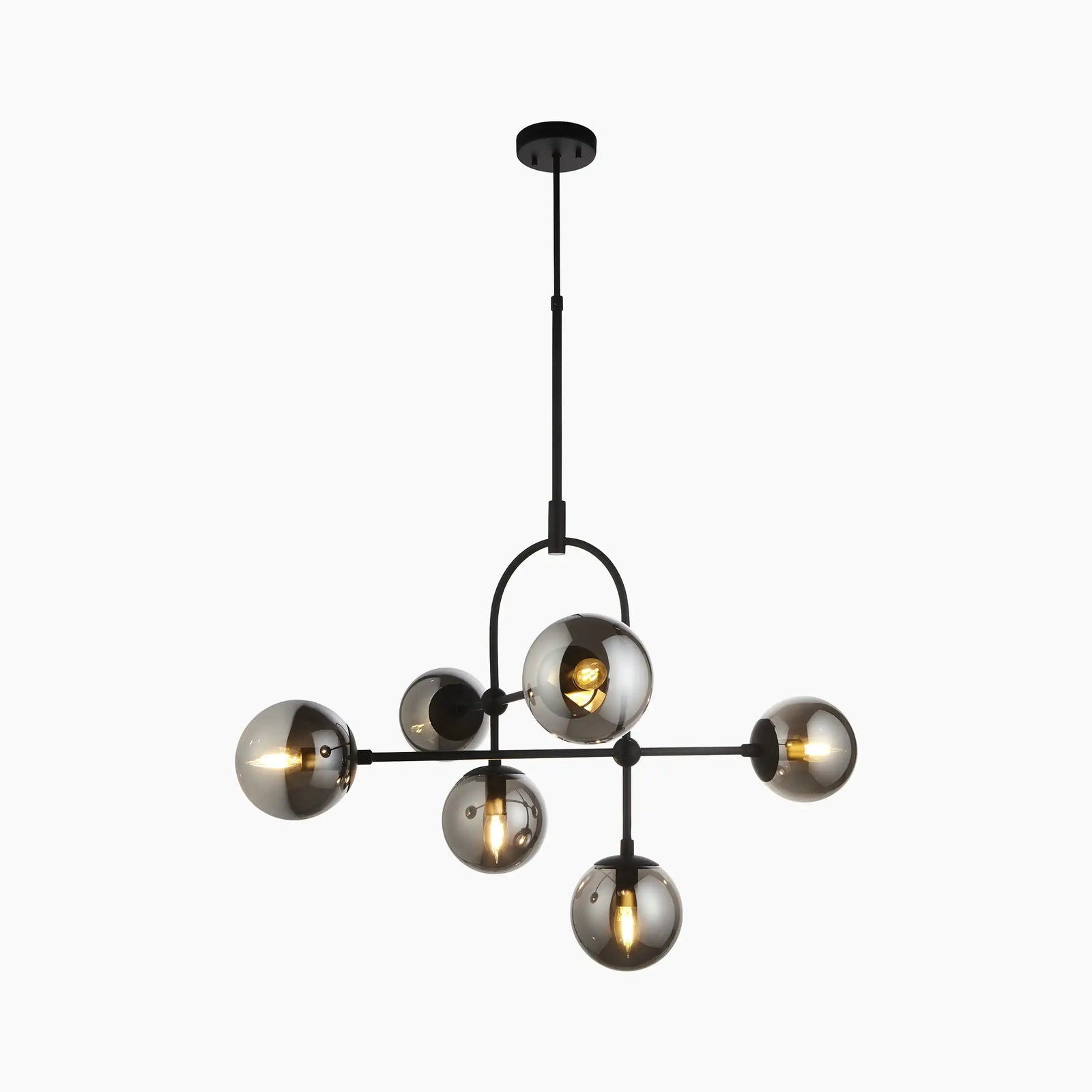 Niamh 6 Light Pendant Light | Smokey Grey & Black