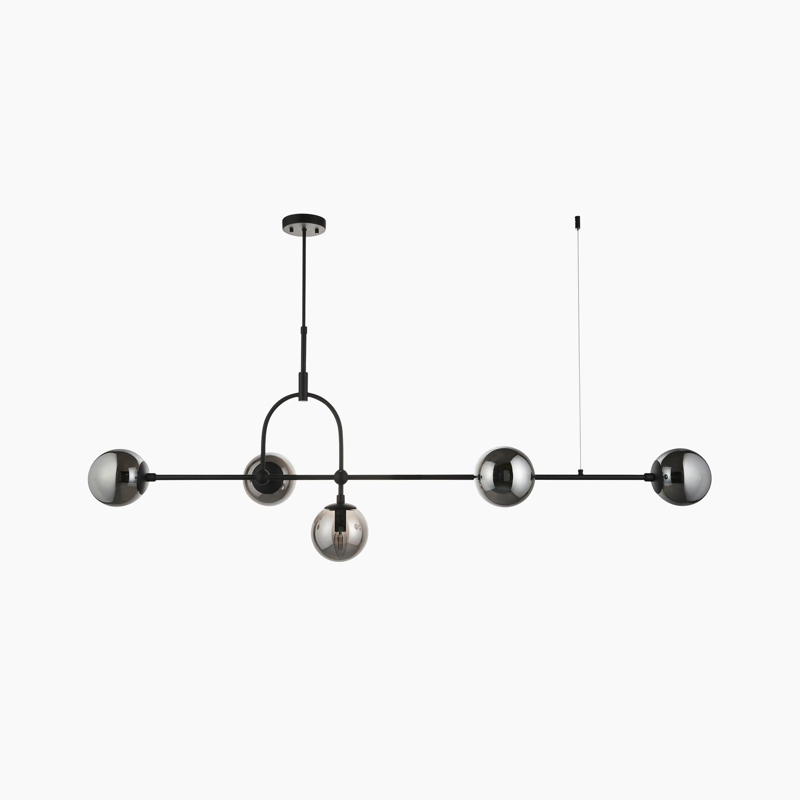 Niamh 5 Light Pendant Light | Smokey Grey & Black