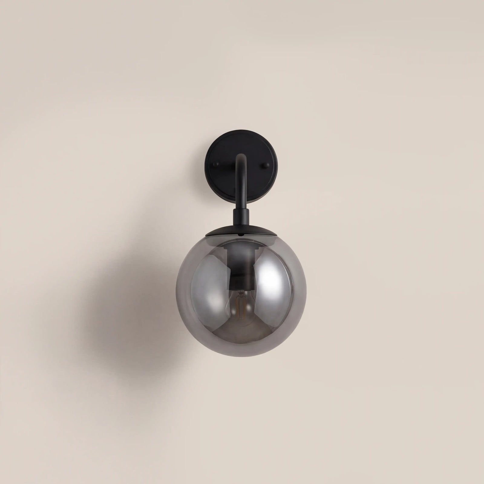 Lyme Wall Light | Smokey Grey Mirrored Glass & Black