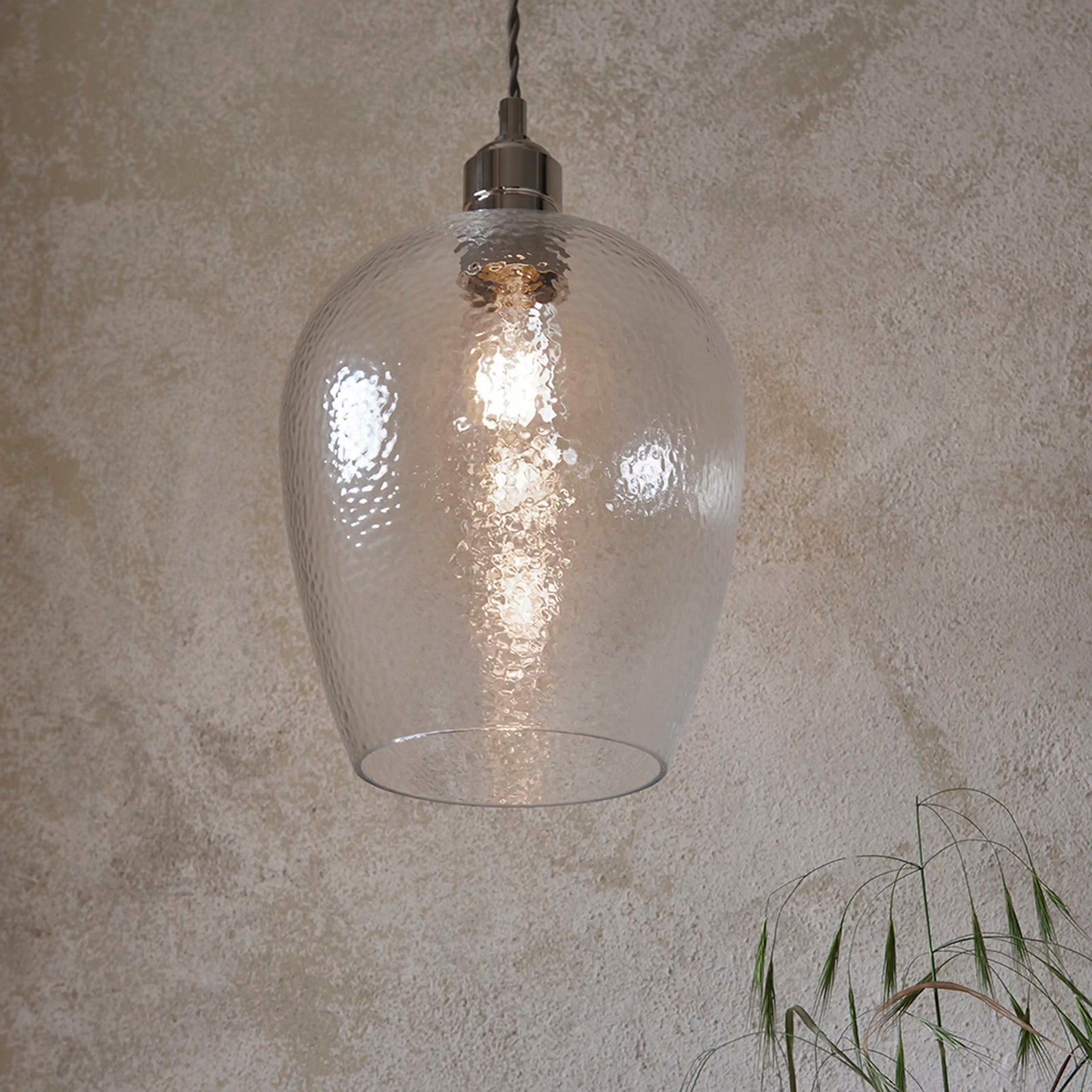 Carly Pendant Light | Rippled Glass & Chrome