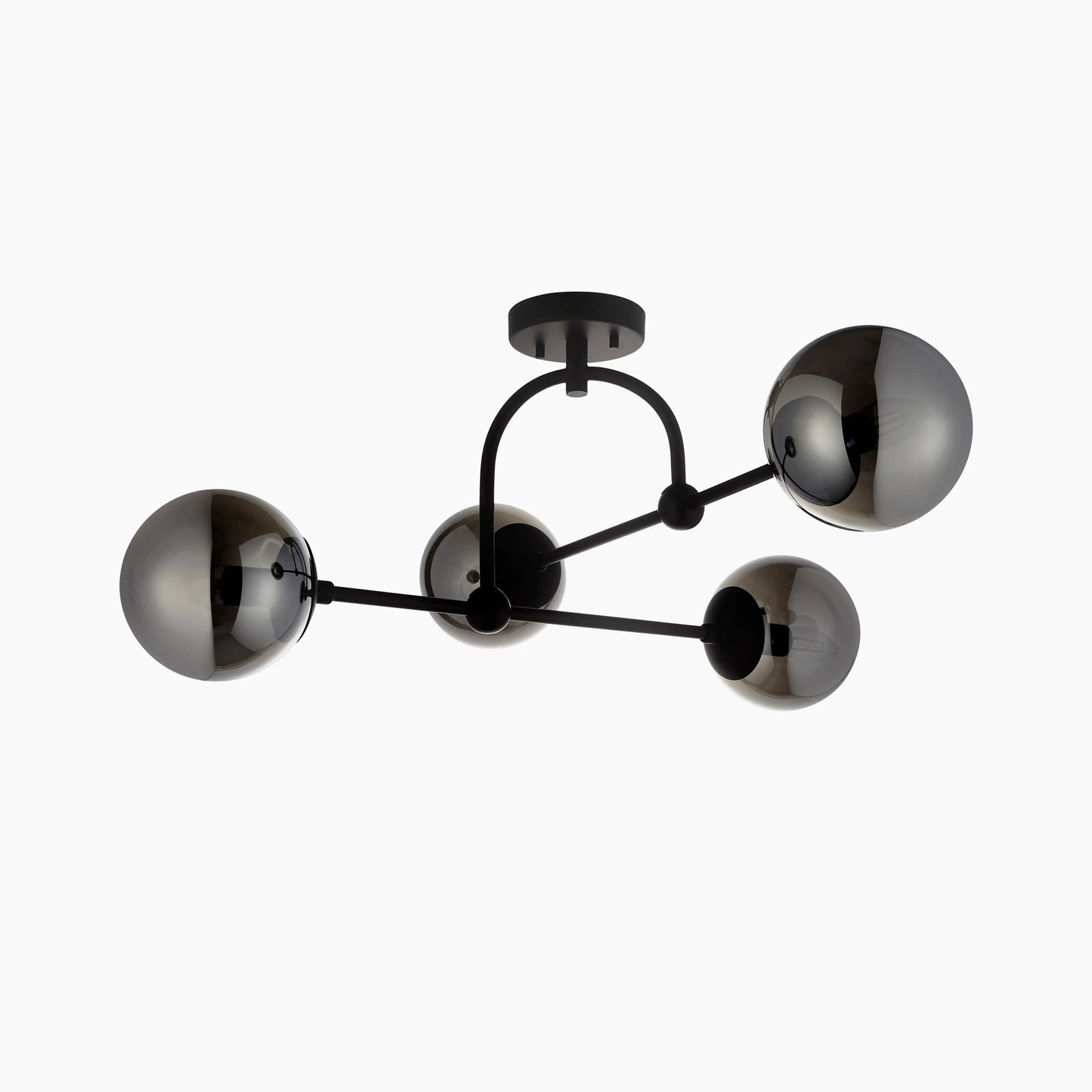 Niamh 4 Light Flush Ceiling Light | Smokey Grey & Black