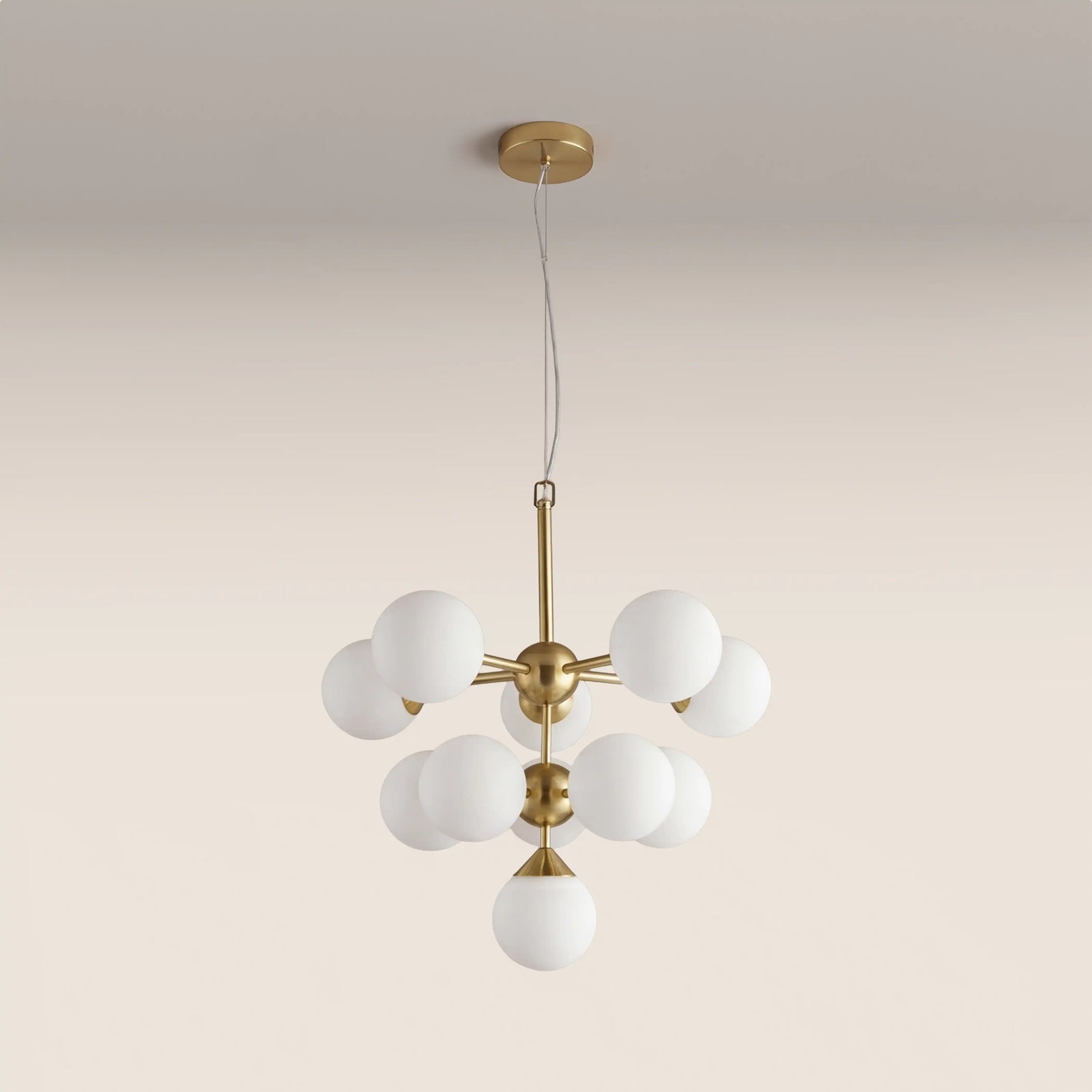 Oscar 11 Light Pendant Light | Opal Glass & Brass