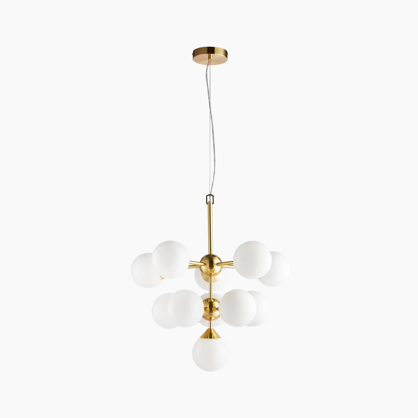 Oscar 11 Light Pendant Light | Opal & Brass