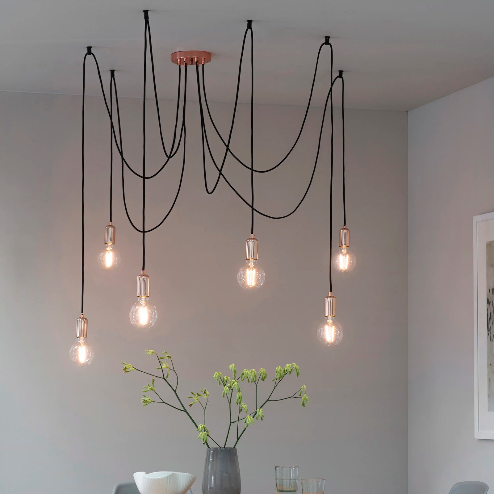 Studio 6 Light Pendant Light | Tinted Glass & Black