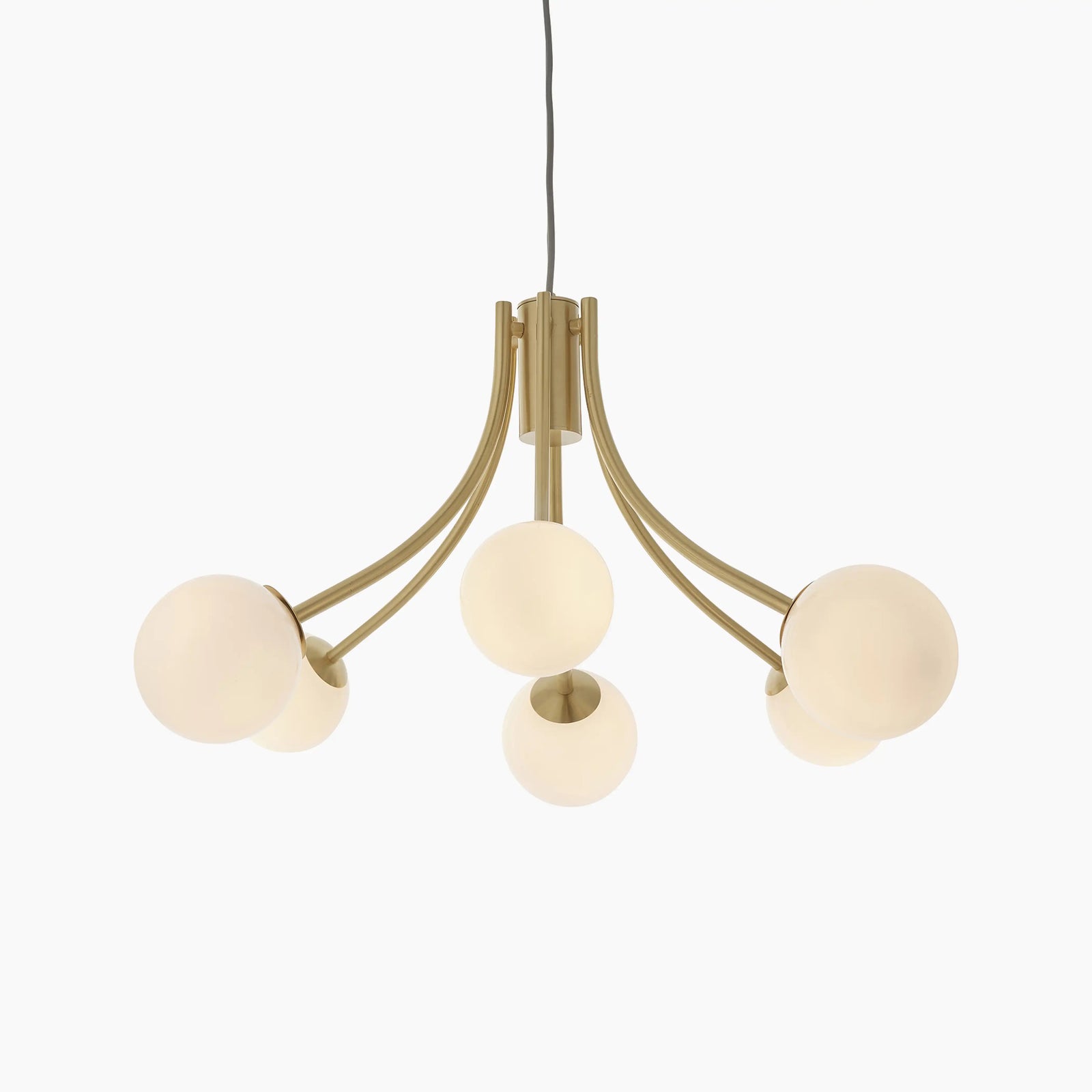 Bloom 6 Light Pendant Light | Opal & Brass