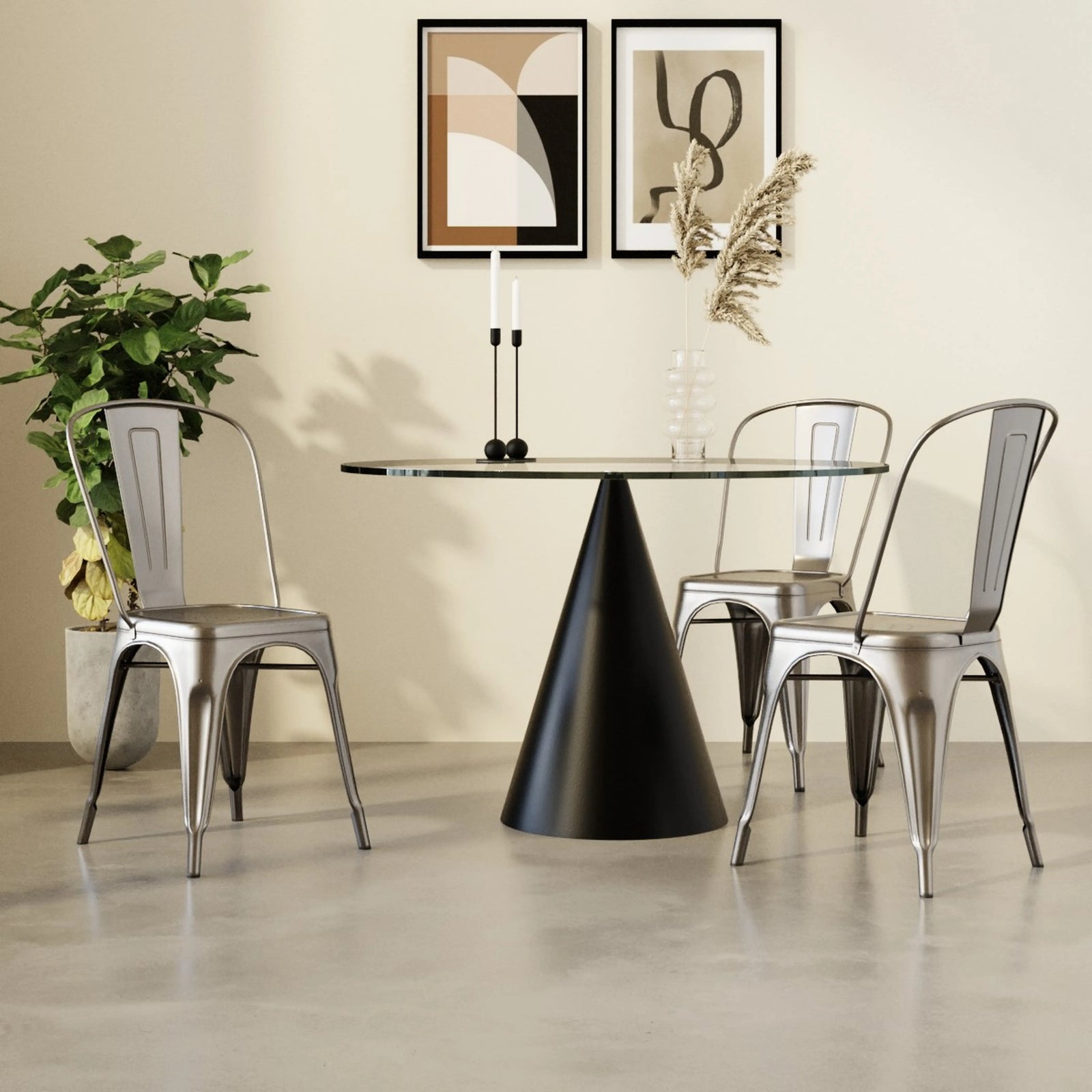 Tolix Style Stackable Dining Chair | Gunmetal