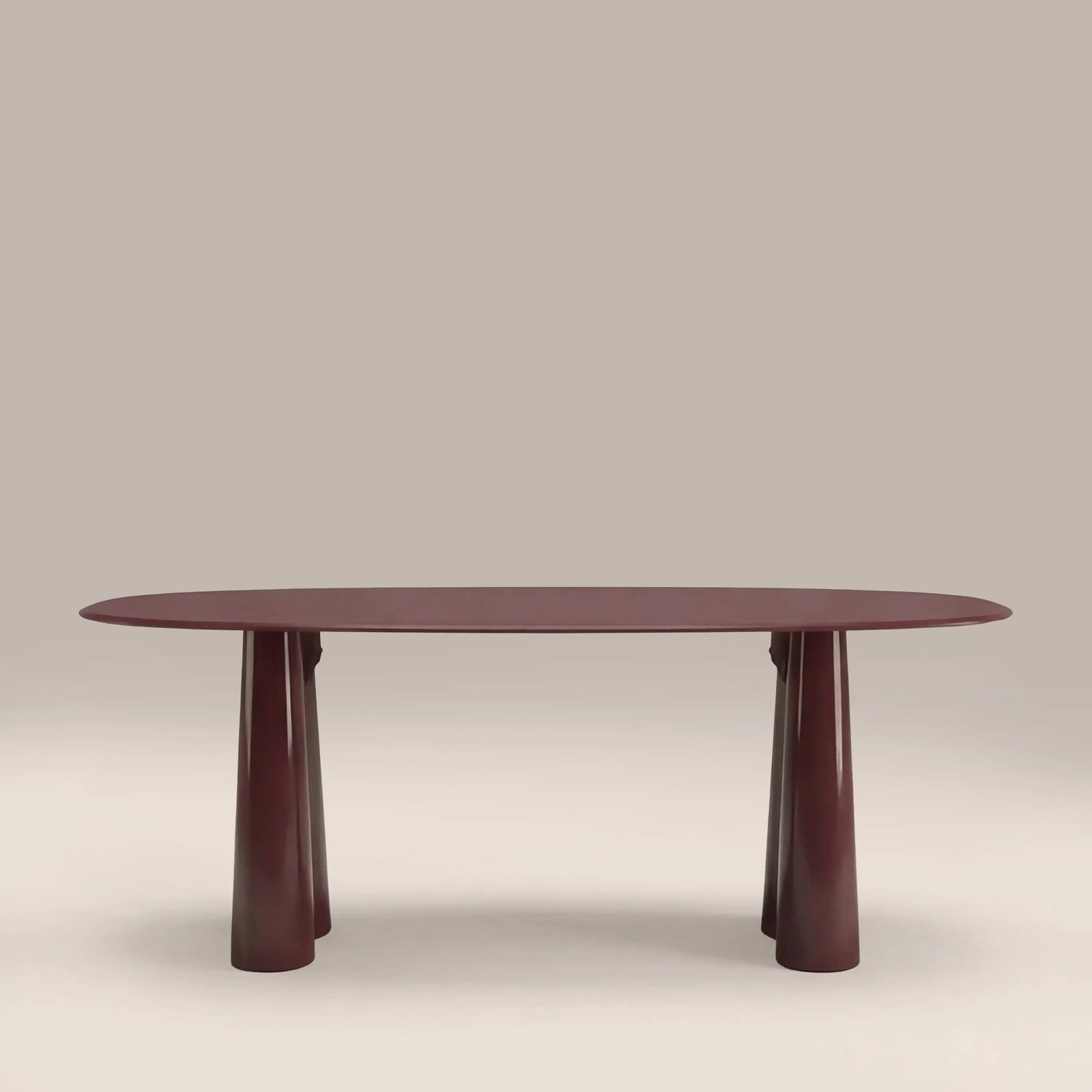 Hadley 8 Seat Oval Dining Table | Cherry Red Sandblasted Glass & High Gloss Cherry Red