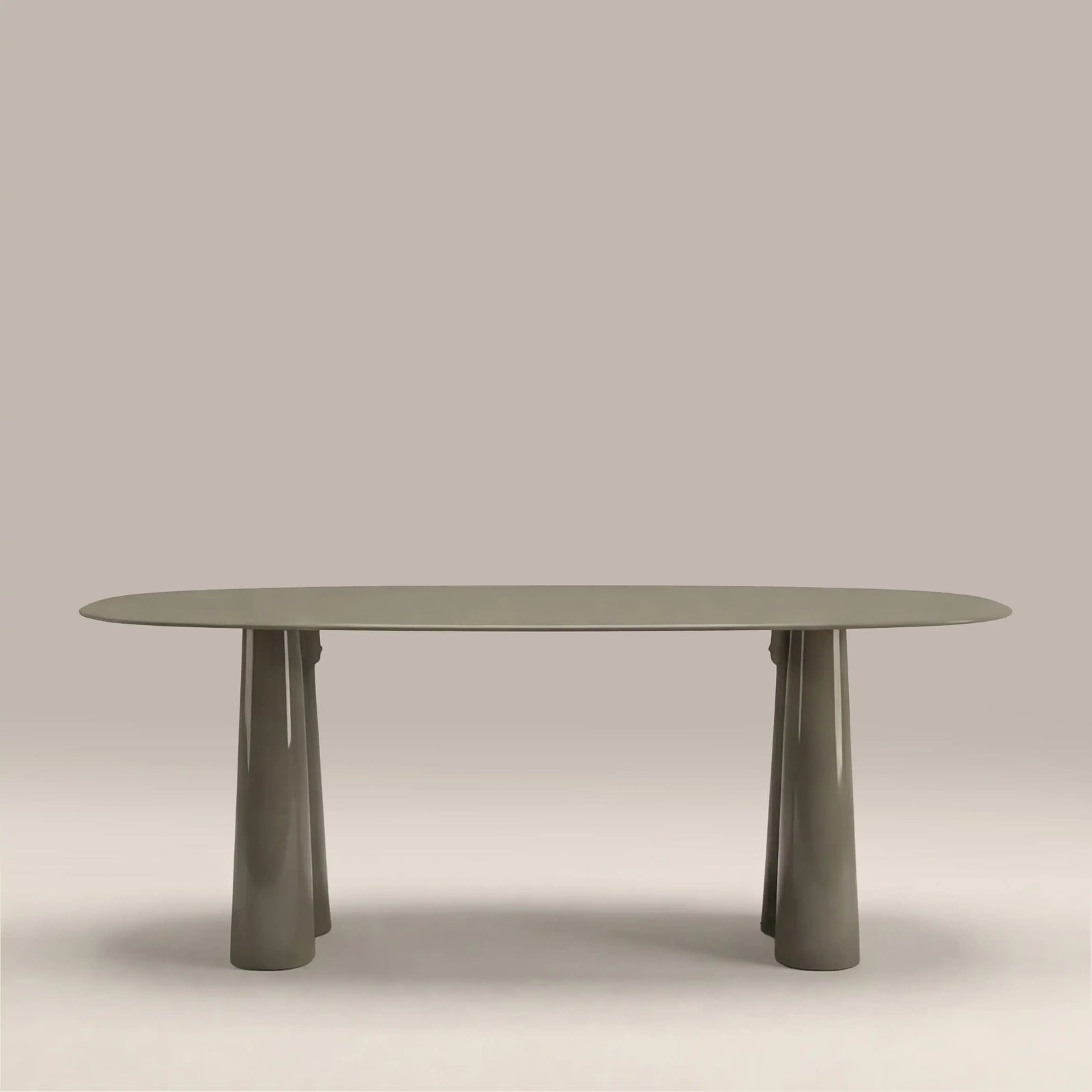 Hadley 8 Seat Oval Dining Table | Sage Green Sandblasted Glass & High Gloss Sage Green