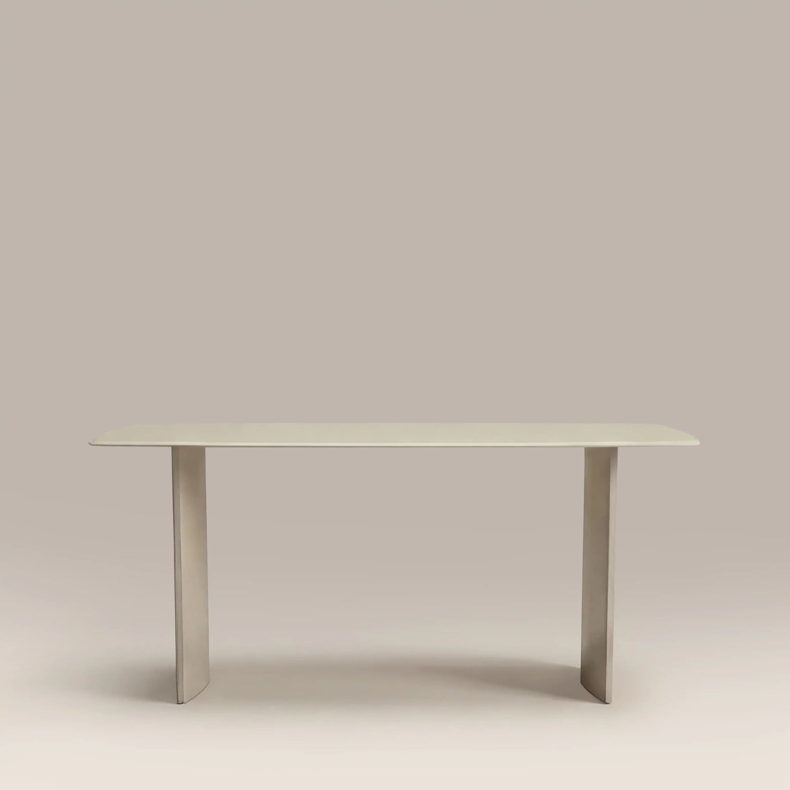 Jet 6 Seat Rectangle Dining Table | Soft Ecru Sandblasted Glass & High Gloss Soft Ecru
