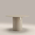 Flore 4 Seat Round Dining Table | Soft Ecru Glass & High Gloss Ecru