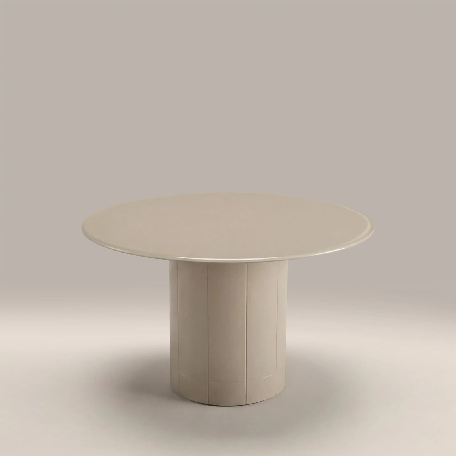 Flore 4 Seat Round Dining Table | Soft Ecru Glass & High Gloss Ecru