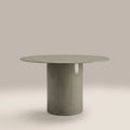 Flore 4 Seat Round Dining Table | Sage Green Glass & High Gloss Sage Green
