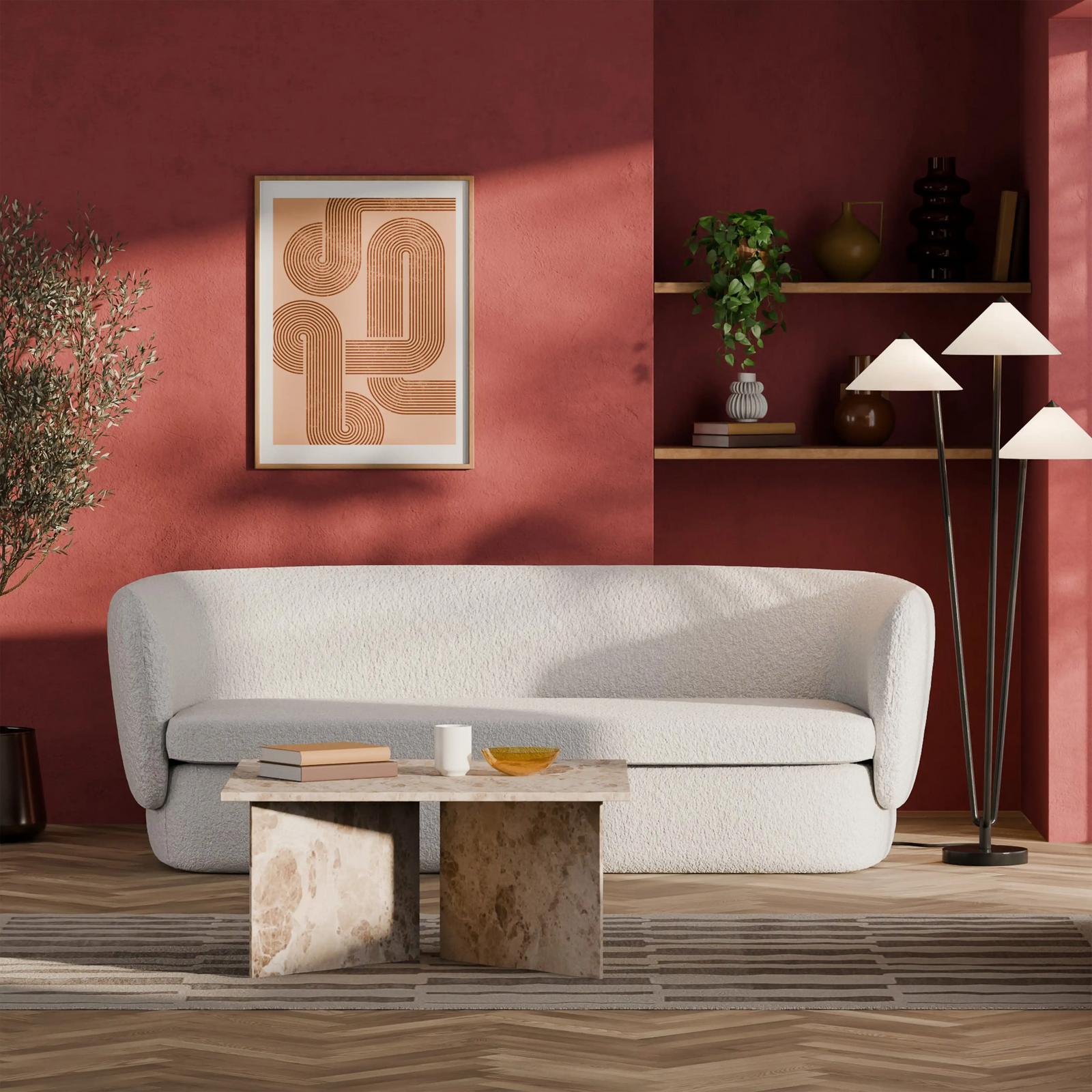 Miller 3 Seater Sofa | Speckled Stone Sustainable Boucle