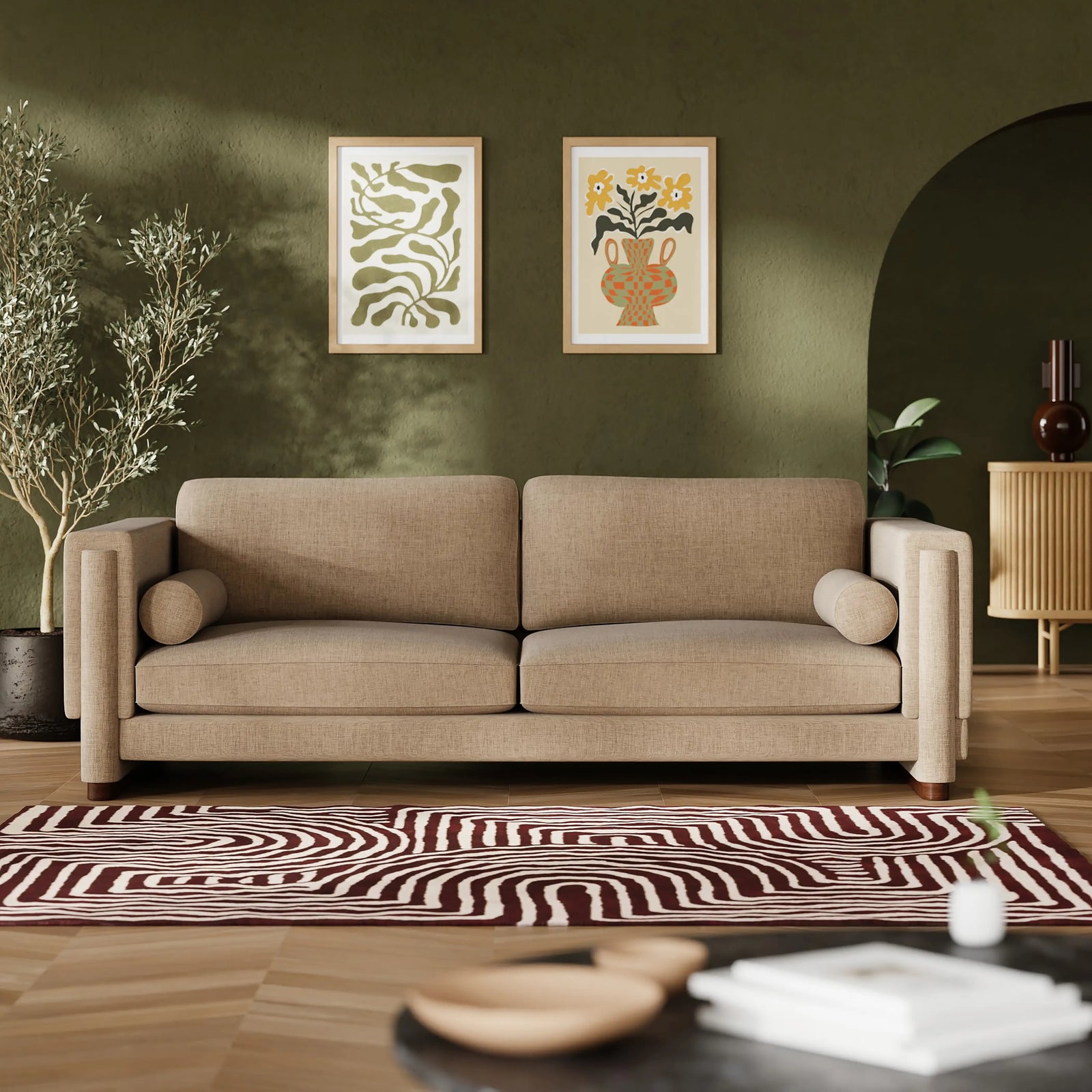Ava 3 Seater Sofa | Latte Sustainable Fabric
