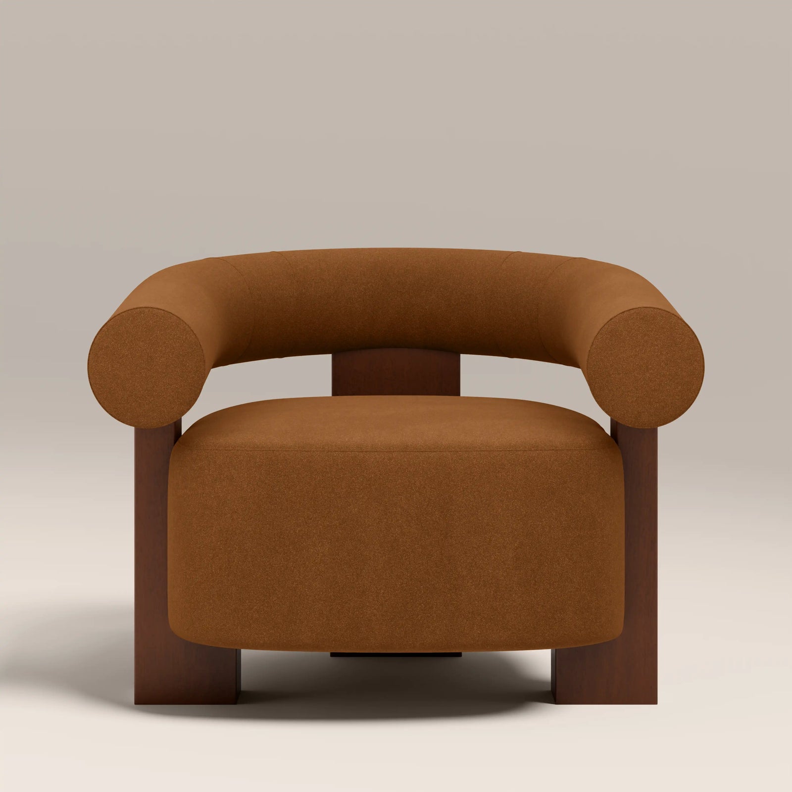 Fawnley Accent Chair | Caramel Brown Sustainable Mohair Velvet & Walnut