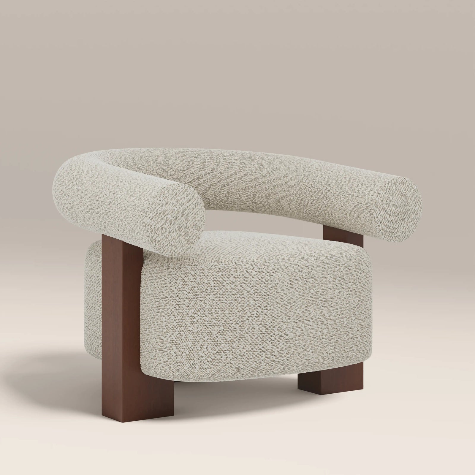 Fawnley Accent Chair | Speckled Stone Sustainable Boucle & Walnut