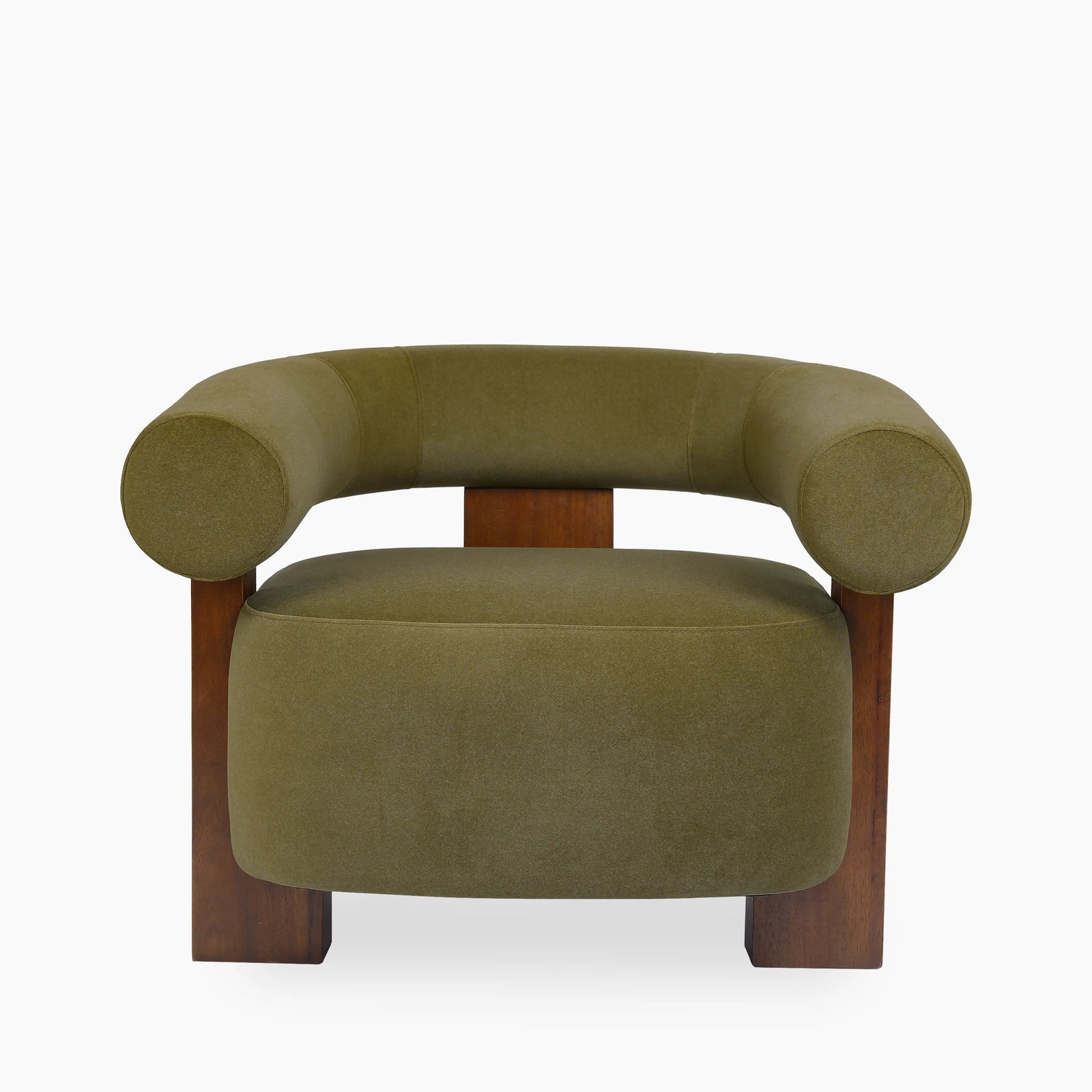Fawnley Accent Chair | Moss Green Sustainable Mohair Velvet & Walnut