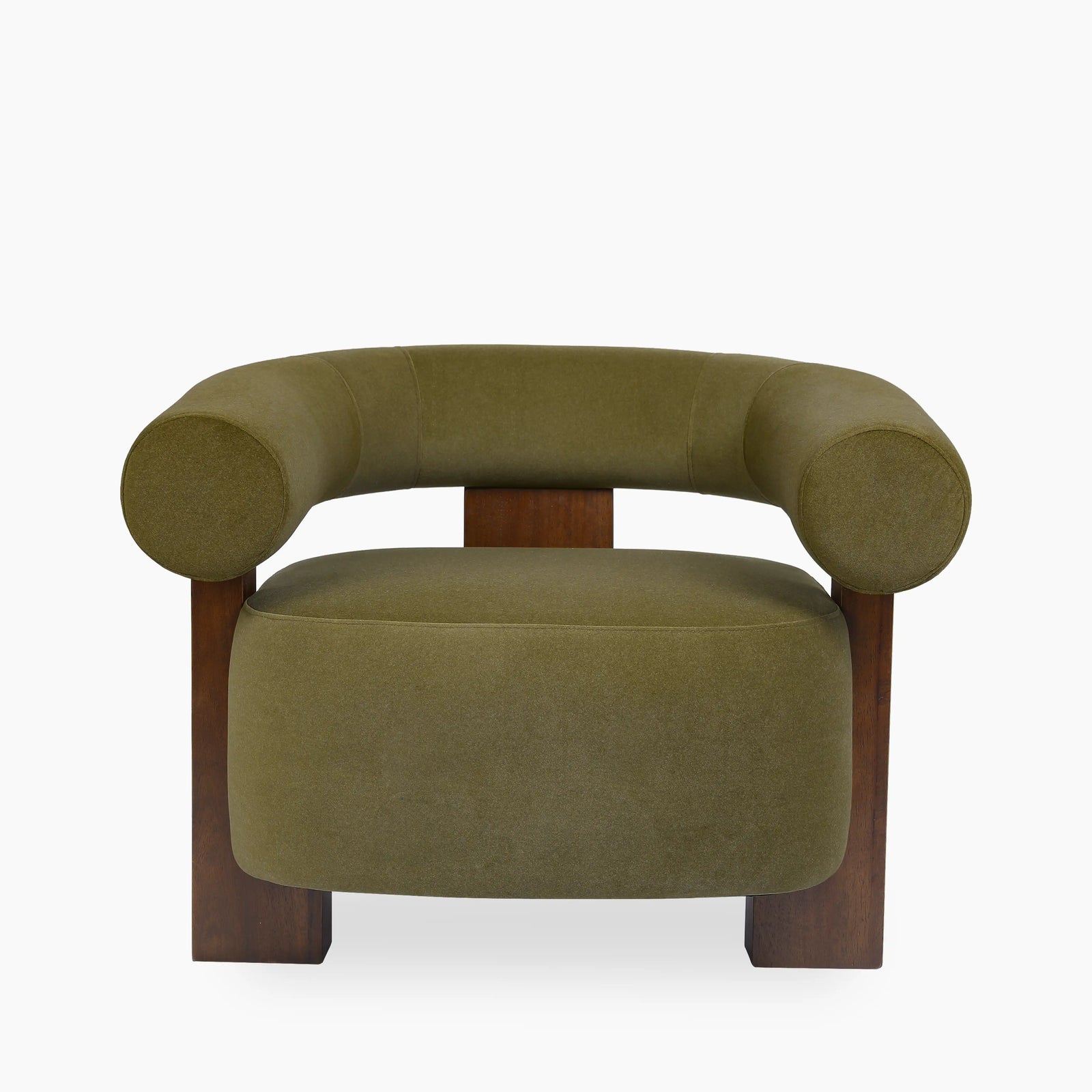 Fawnley Accent Chair | Moss Green Sustainable Mohair Velvet & Walnut