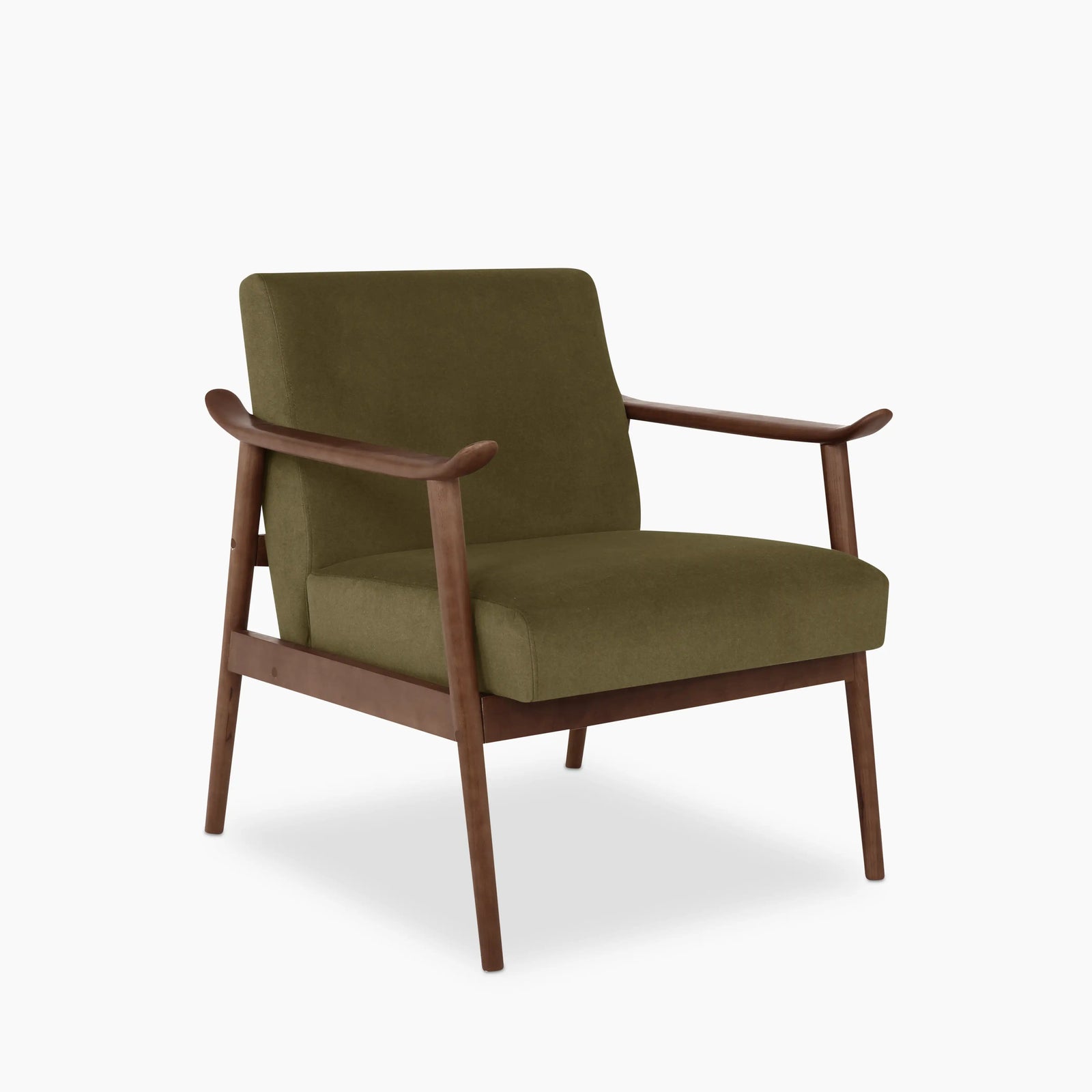 Lola Accent Chair | Moss Green Sustainable Mohair Velvet & Walnut