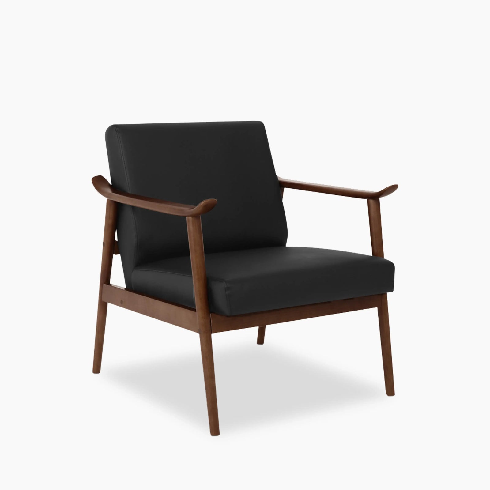 Lola Accent Chair | Noir Black Faux Leather & Walnut