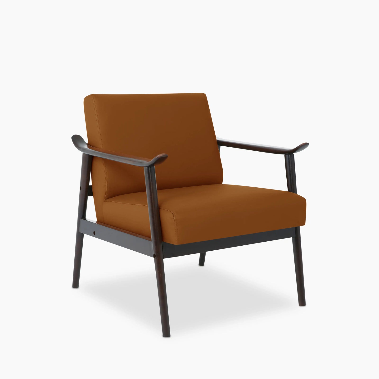 Lola Accent Chair | Tuscan Tan Faux Leather & Walnut