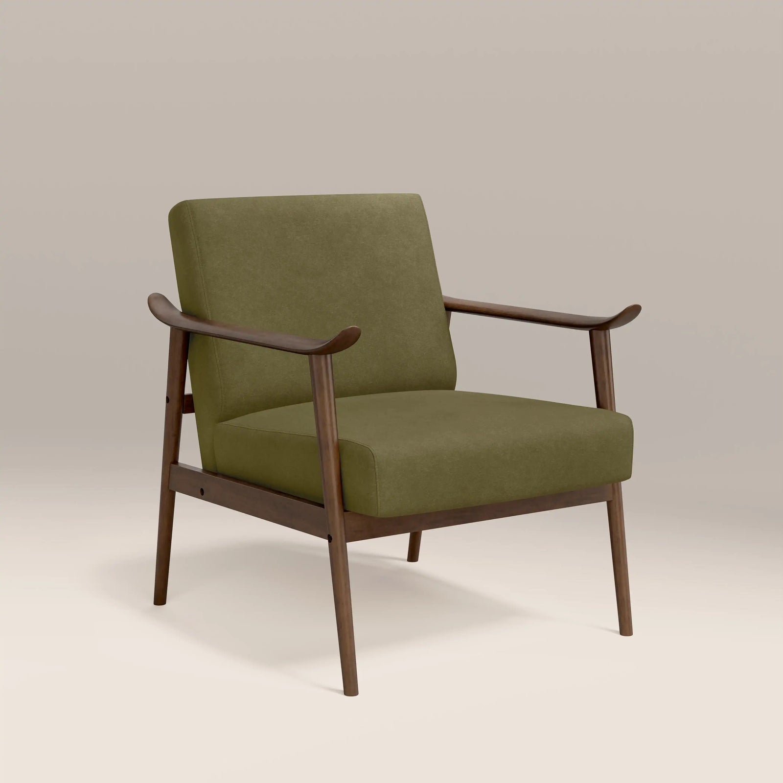 Lola Accent Chair | Moss Green Sustainable Mohair Velvet & Walnut