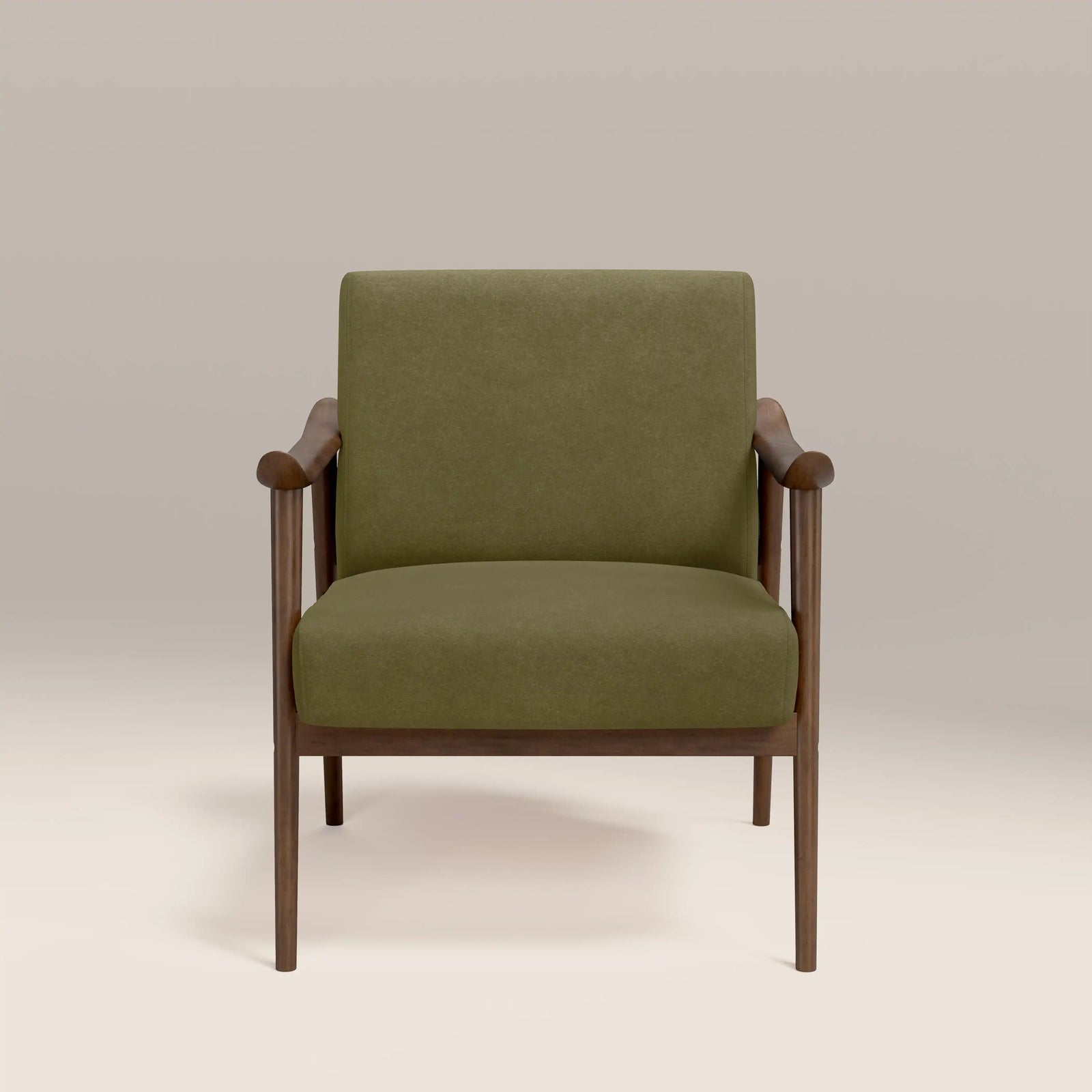 Lola Accent Chair | Moss Green Sustainable Mohair Velvet & Walnut