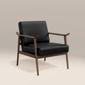 Lola Accent Chair | Noir Black Faux Leather & Walnut