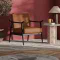Lola Accent Chair | Tuscan Tan Faux Leather & Walnut