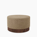 Oberon Footstool | Speckled Cappuccino Boucle & Walnut