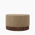 Oberon Footstool | Speckled Cappuccino Sustainable Boucle & Walnut