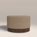 Oberon Footstool | Speckled Cappuccino Boucle & Walnut