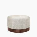 Oberon Footstool | Speckled Stone Sustainable Boucle & Walnut