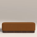 Oberon Storage Ottoman | Caramel Sustainable Mohair Velvet & Walnut