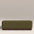 Oberon Storage Ottoman | Moss Green Sustainable Mohair Velvet & Walnut