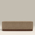 Oberon Storage Ottoman | Speckled Cappuccino Boucle & Walnut