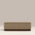 Oberon Storage Ottoman | Speckled Cappuccino Boucle & Walnut