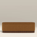 Oberon Storage Ottoman | Caramel Sustainable Mohair Velvet & Walnut
