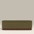 Oberon Storage Ottoman | Moss Green Sustainable Mohair Velvet & Walnut