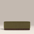 Oberon Storage Ottoman | Moss Green Sustainable Mohair Velvet & Walnut