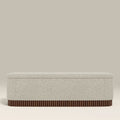 Oberon Storage Ottoman | Speckled Stone Sustainable Boucle & Walnut