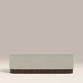 Oberon Storage Ottoman | Speckled Stone Sustainable Boucle & Walnut