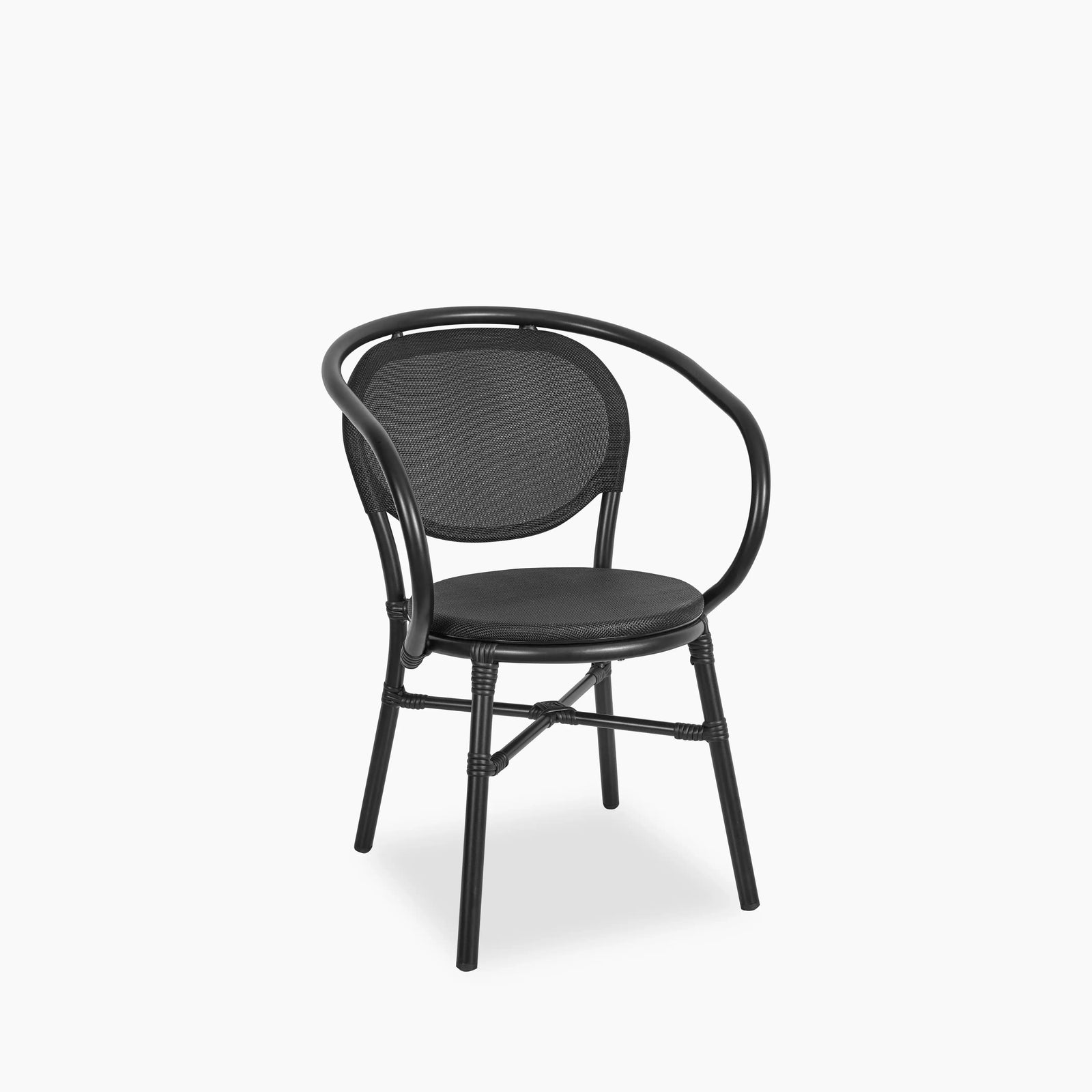 Hingham Carver Dining Chair | Black Textilene & Black